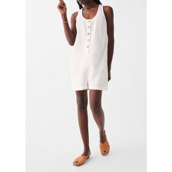 💕FAHERTY💕 Dream Cotton Gauze Jamesport Romper ~ White Medium M NWT - Picture 2 of 16